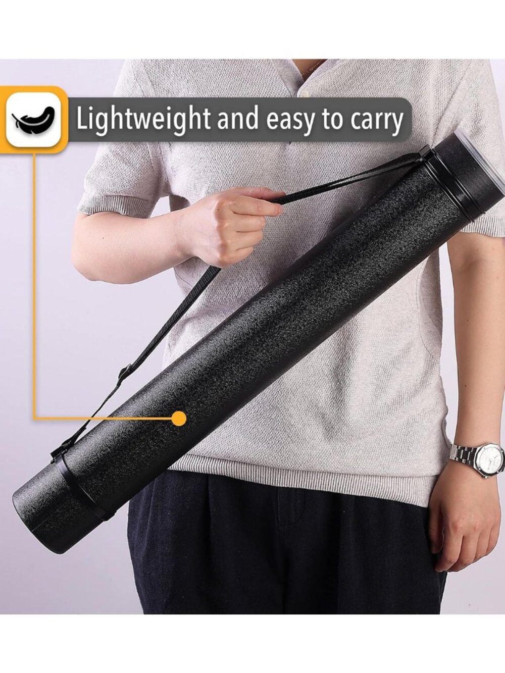Poster Storage Tube with Strap, 25"-40" Extendable Black NEW - Picture 5 of 8